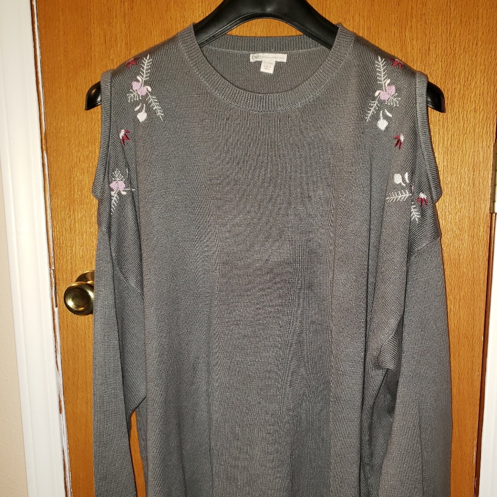 Cato Cold Shoulder Sweater, Size 26/28, Grey